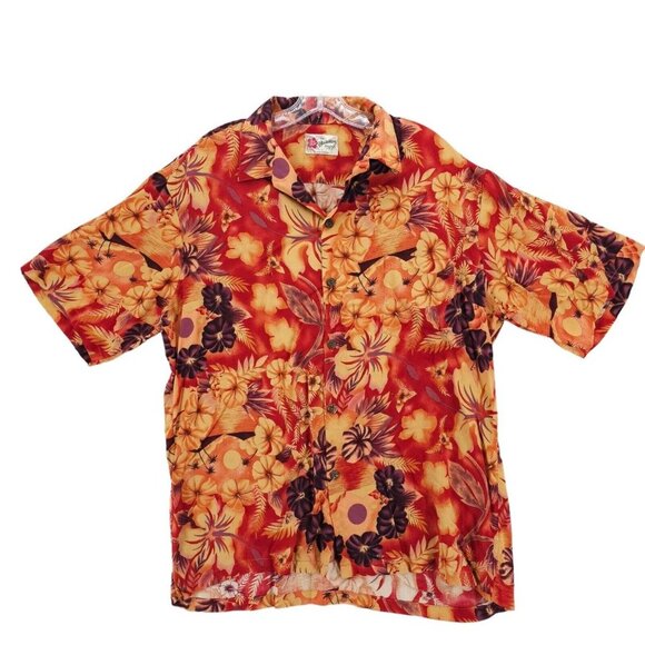 Hilo Hattie Hawaiian Short Sleeve Shirt Vibrant Colorful Floral Size LARGE - Picture 2 of 6